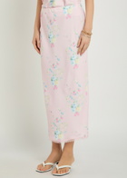 Loveshackfancy Kalo Floral-print Satin Midi Slip Skirt Pink