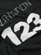 RRR123 - Logo-Print Embroidered Cotton-Jersey T-Shirt - Black