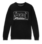 Versace - Slim-Fit Logo-Intarsia Cotton Sweater - Black