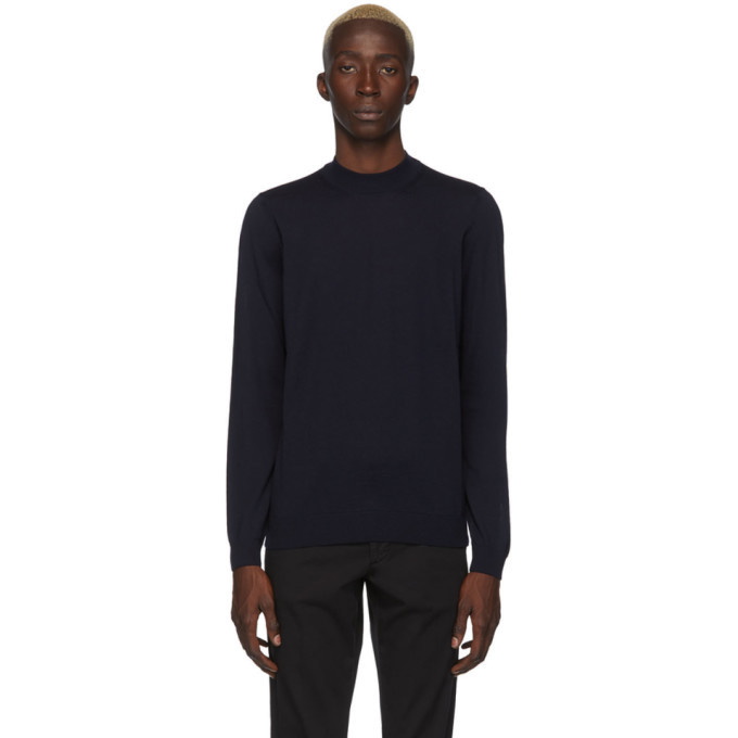 Photo: Boss Navy Bjarno Mock Neck Sweater