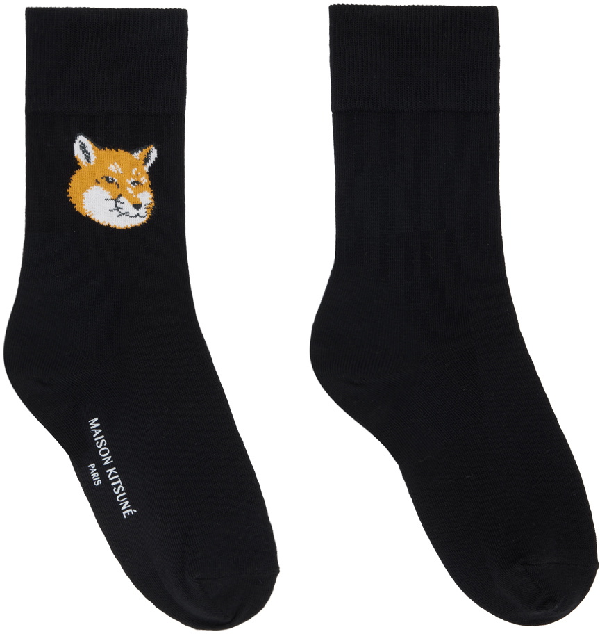 Maison Kitsuné Black Fox Head Socks Maison Kitsune
