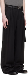 Reese Cooper Black Wool Pleated Cargo Pants