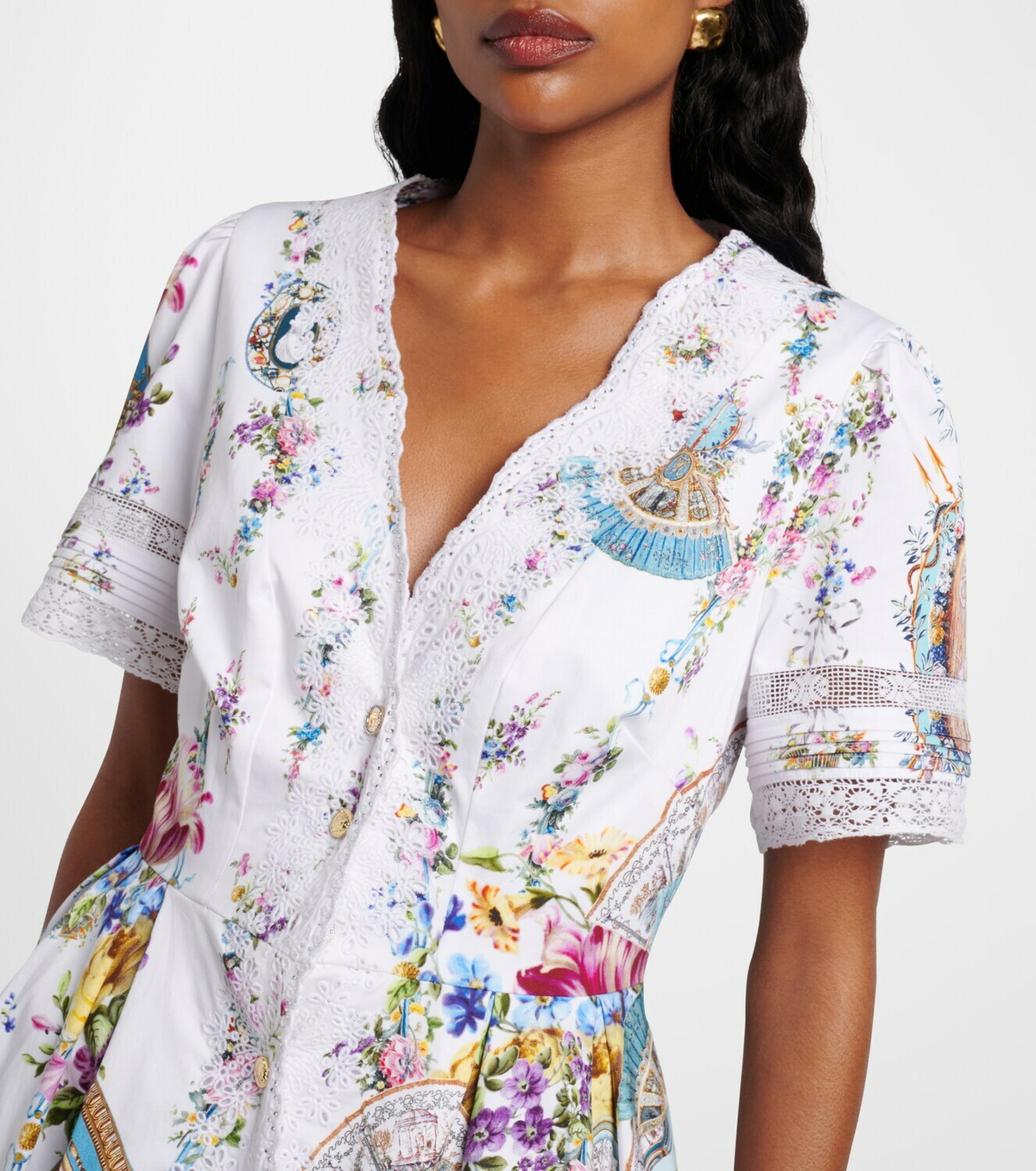 Camilla Embellished printed cotton minidress