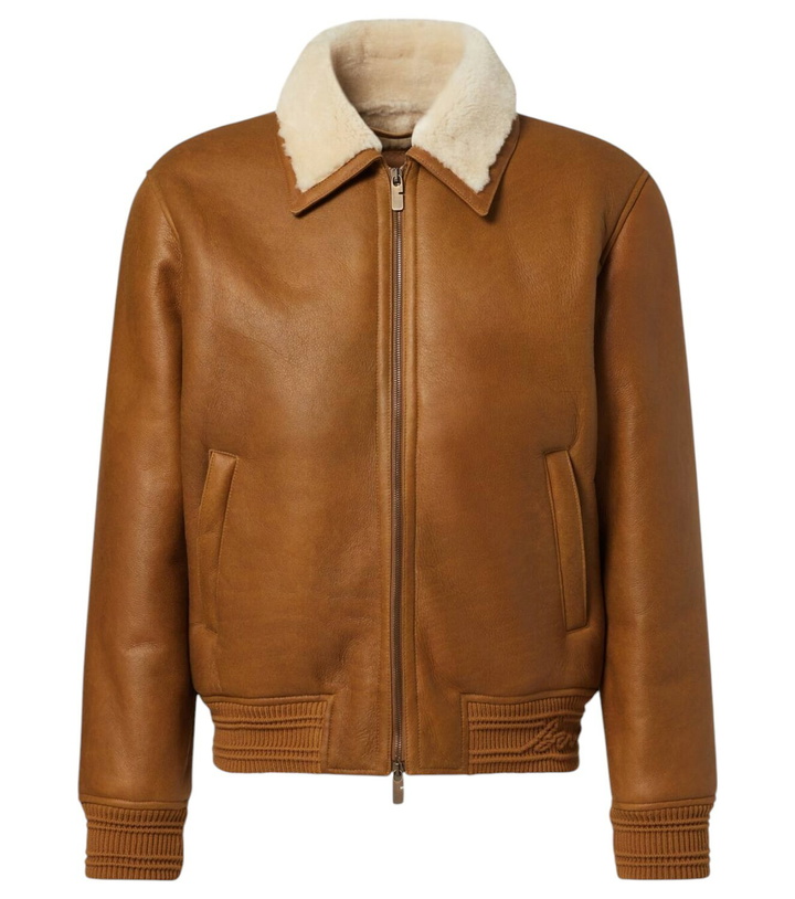 Photo: Burberry Shearling-trimmed leather bomber jacket