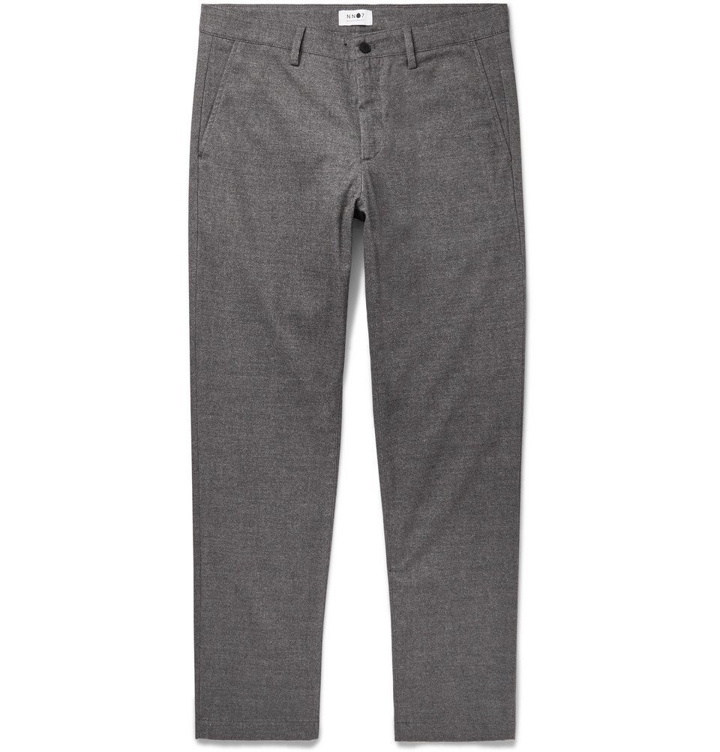 Photo: NN07 - Grey Karl Tapered Mélange Cotton-Blend Trousers - Gray