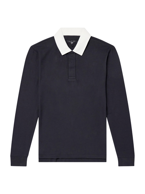 Photo: Rag & Bone - Cotton-Piqué Polo Shirt - Black