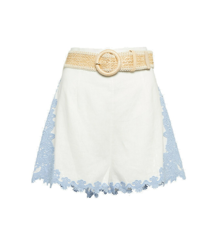 Photo: Zimmermann Belted embroidered linen shorts