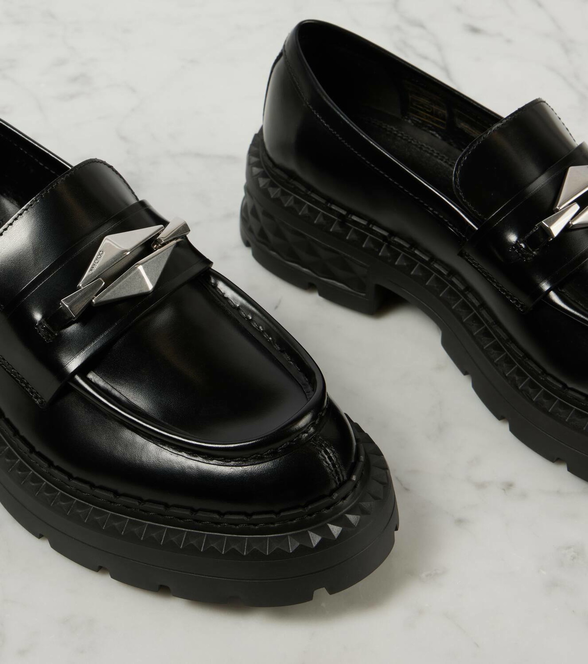 JIMMY CHOO MARLOWDIAMONDFHKBBLACK 関税送料込 Marlow Diamond/F | Black Calf Leather Flats | JIMMY CHOO