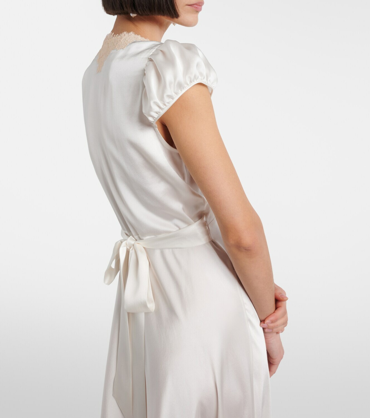 Dôen Coraline lace-trimmed silk midi dress