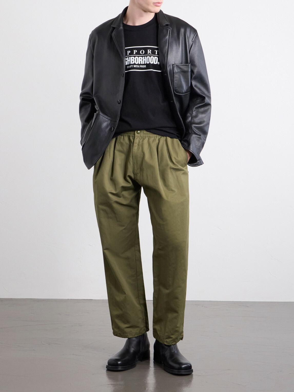 Neighborhood - Wide-Leg Cotton and Linen-Blend Twill Trousers - Green