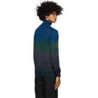 Missoni Blue and Green Knit Striped Turtleneck