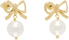 Numbering Gold #9111 Pearl Ribbon Earrings