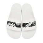 Moschino White Logo Pool Slides