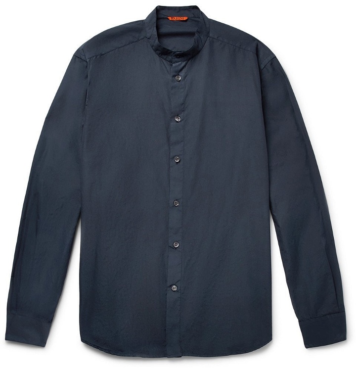 Photo: Barena - Grandad-Collar Cotton-Poplin Shirt - Men - Navy