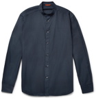 Barena - Grandad-Collar Cotton-Poplin Shirt - Men - Navy