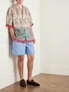 Valentino Garavani - Straight-Leg Studded Cotton-Chambray Shorts - Blue