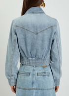 Zimmermann Quilted Denim Bomber Jacket Light Blue