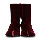 Maison Margiela Red Velvet Mid Heel Tabi Boots