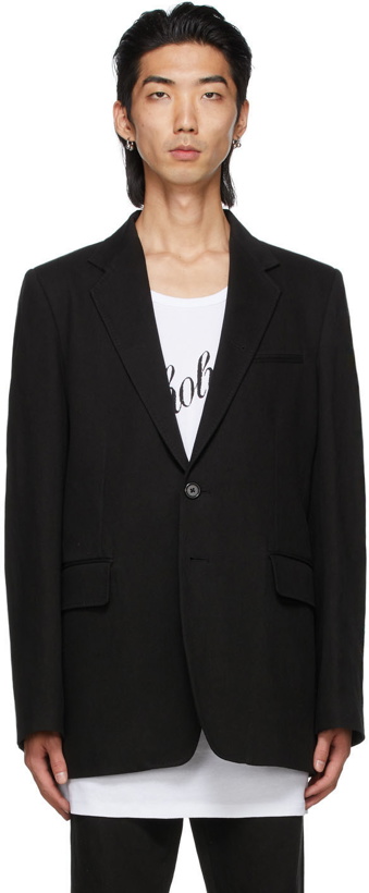 Photo: Ann Demeulemeester Black Cotton & Linen Tailored Blazer