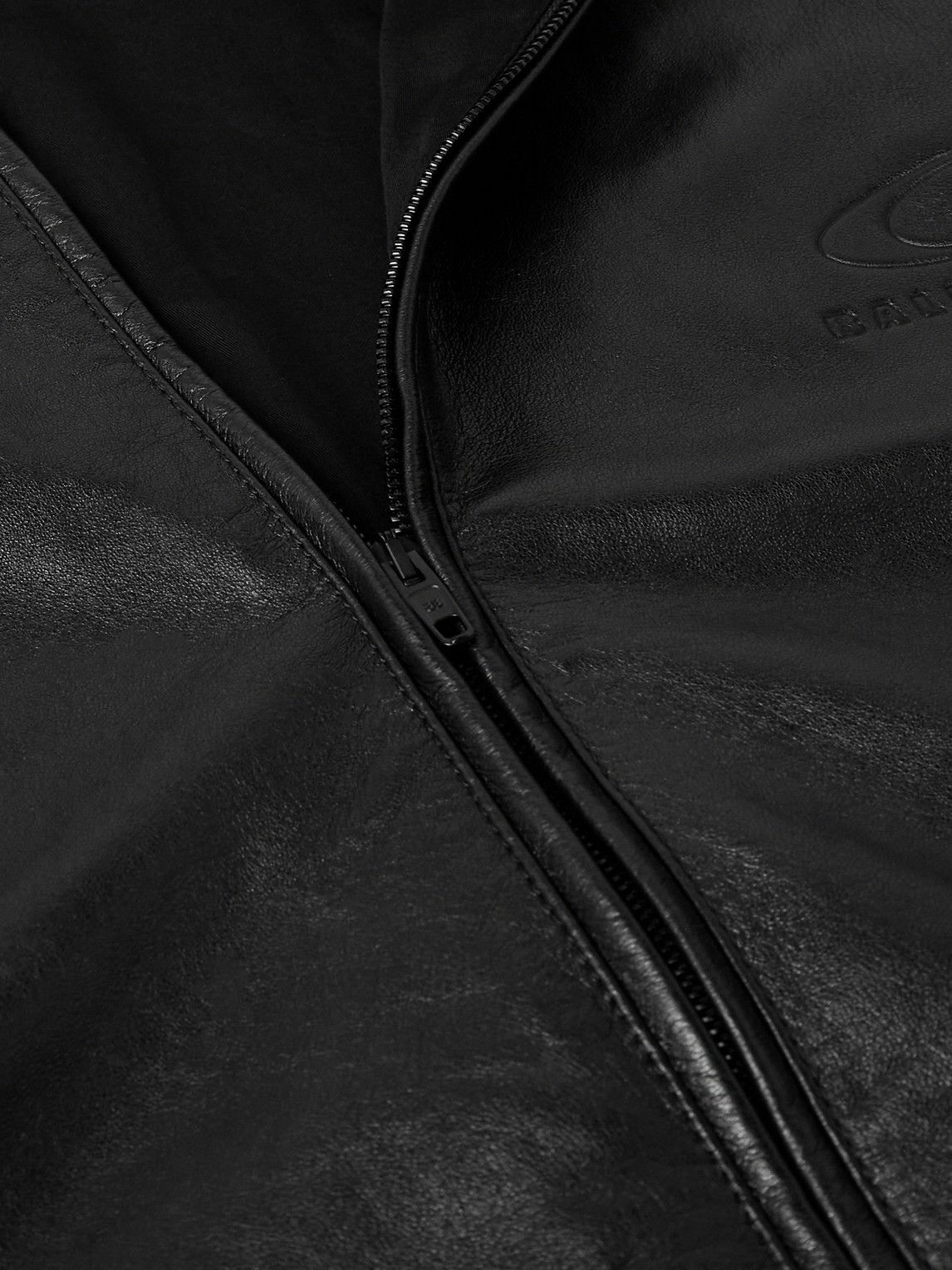 Balenciaga - Oversized Logo-Debossed Leather Hooded Jacket - Black