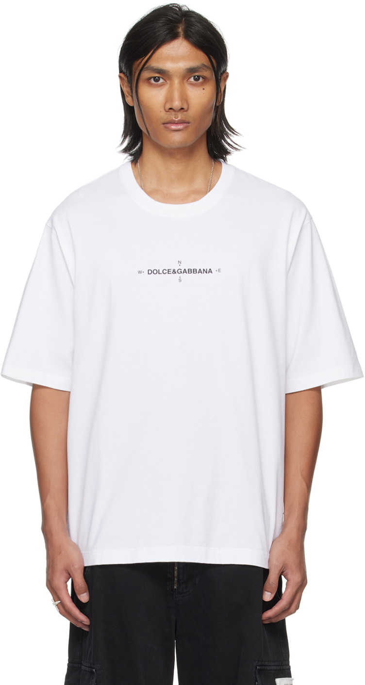 Dolce & Gabbana White Cotton Short Sleeve V-Neck Top T-shirt main image 0