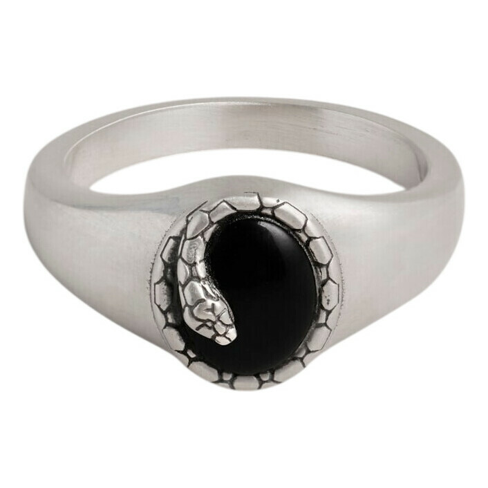 Photo: Serge DeNimes Men's Onyx Serpent Ring in Silver