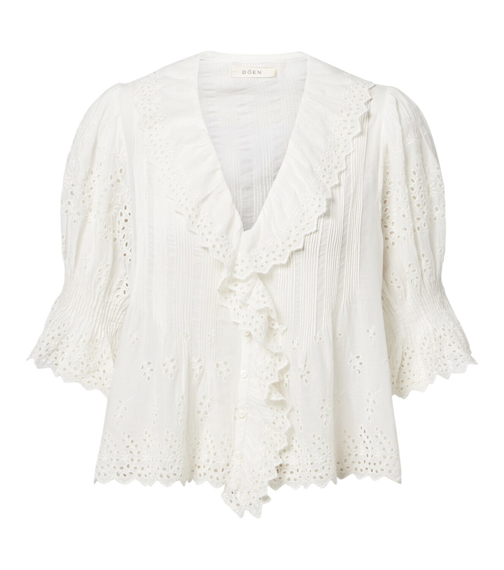 Photo: Dôen Henri broderie anglaise ruffled cotton blouse