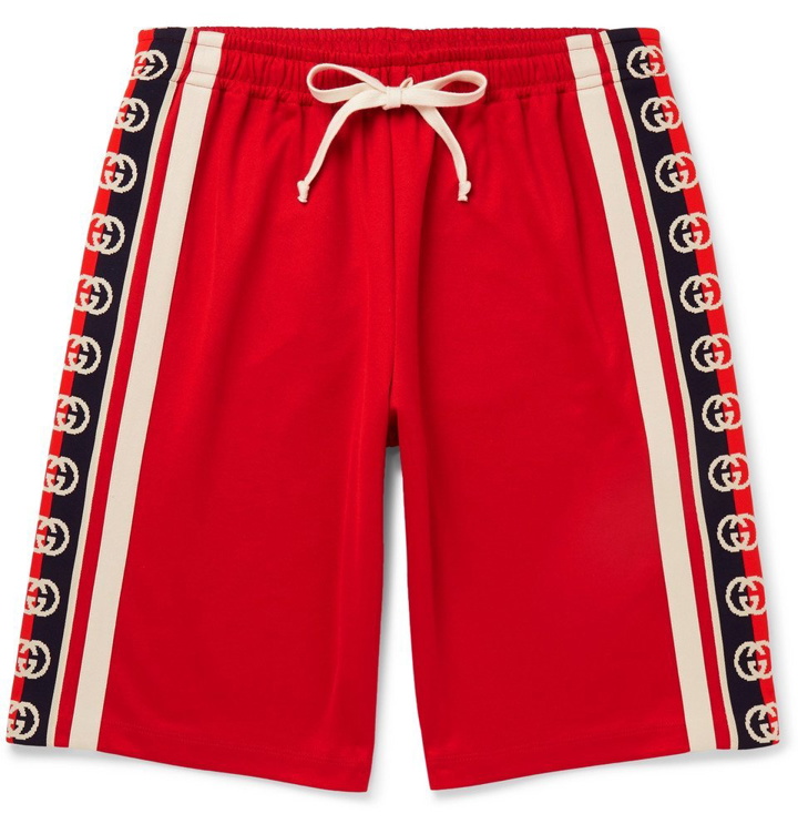 Photo: Gucci - Webbing-Trimmed Tech-Jersey Shorts - Red