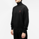 AMI Paris Men's Small A Heart Roll Neck Knit in Black