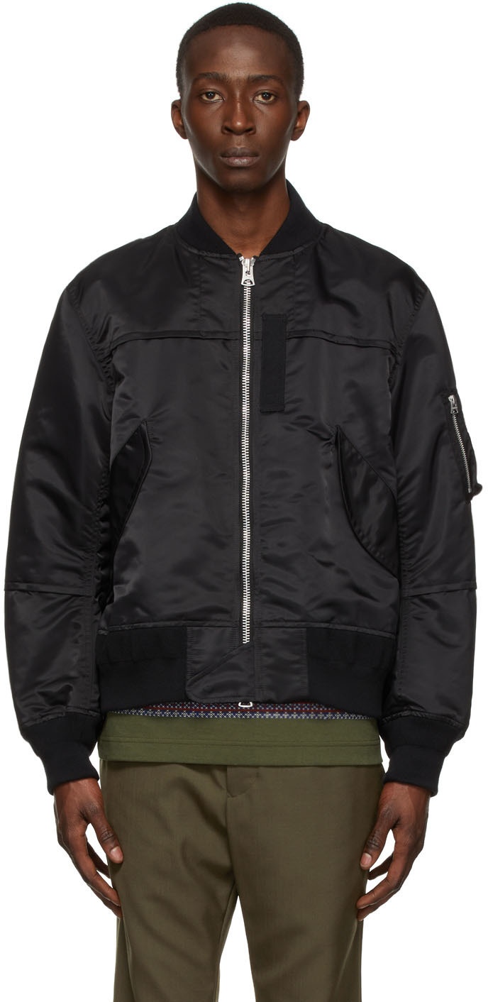 Ladies MA1Q Black Nylon Military Pilot Specs Quilted Bomber Jacket | Leather .com