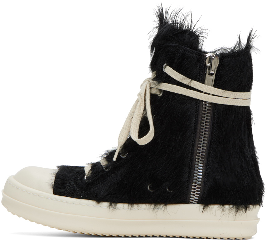 Rick Owens Black Fur Sneakers