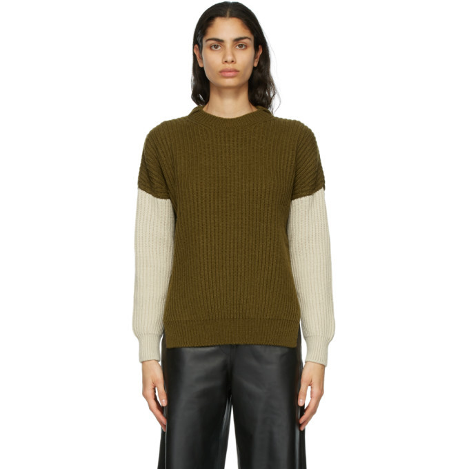 Loewe Khaki and Beige Ribbed Sweater Loewe