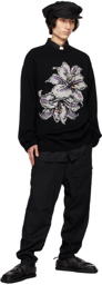 Yohji Yamamoto Black & Purple 7G Flower Sweater