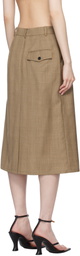 Pushbutton Beige Side Folded H Line Midi Skirt