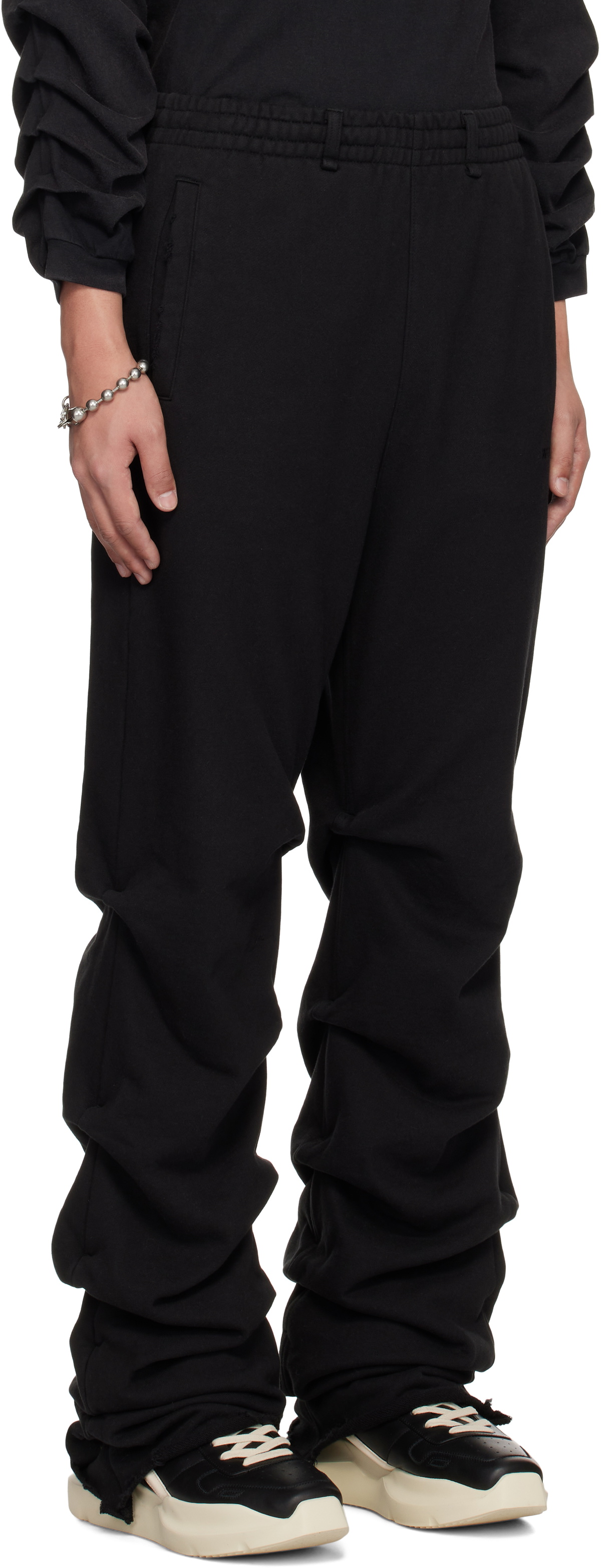 We11done Black Wrinkled Straight Jogger Sweatpants