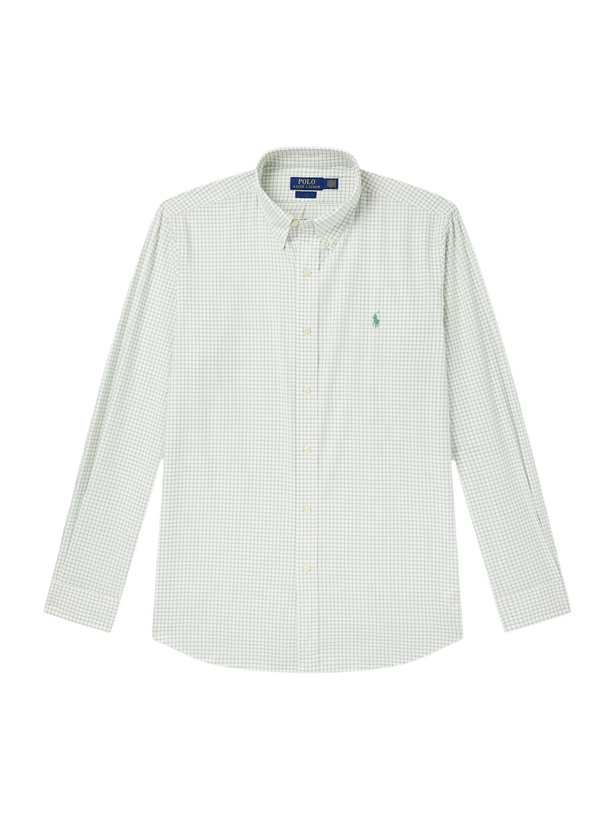 Photo: Polo Ralph Lauren - Striped Logo-Embroidered Cotton and Linen-Blend Seersucker Shirt - Green