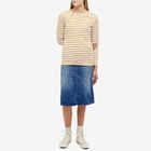 Armor-Lux Women's Long Sleeve Breton T-Shirt in White/Curry