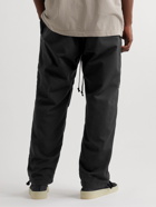 Fear of God - Leather-Trimmed Cotton Drawstring Cargo Trousers - Black
