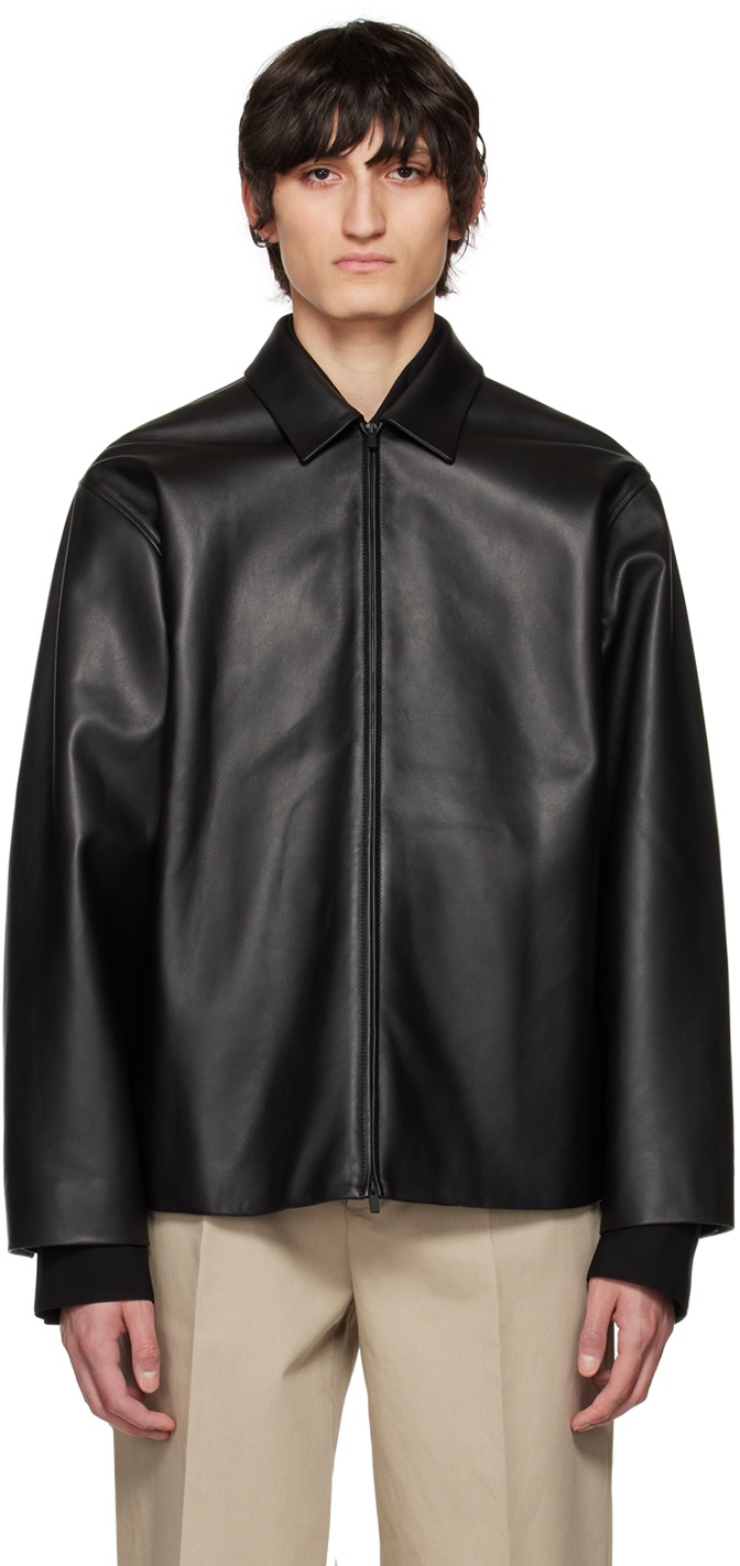 Photo: Fear of God Black Relaxed Leather Jacket