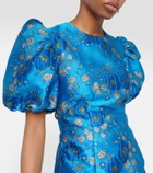Ganni Puff-sleeve jacquard mini dress