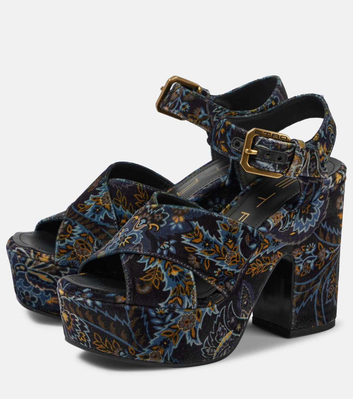 Etro Floral velvet platform sandals