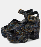 Etro Floral velvet platform sandals