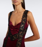 Rodarte Ruched lace-trimmed silk satin gown