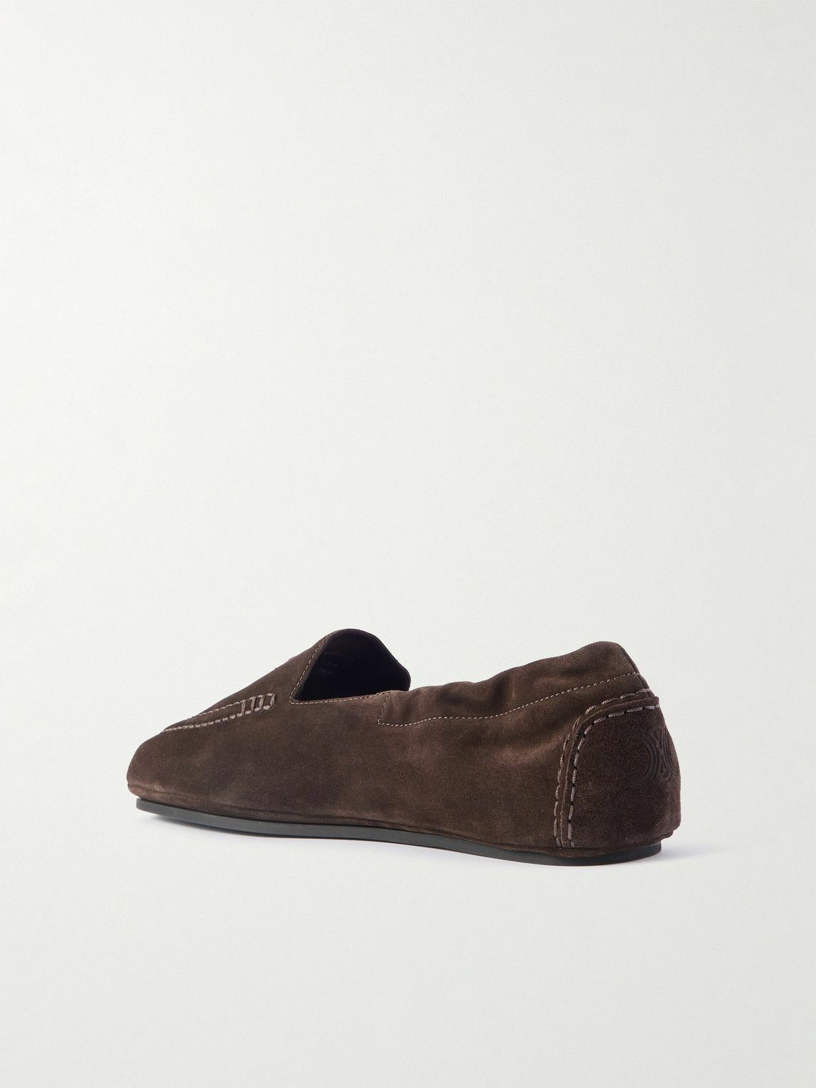 CELINE - Logo-Appliquéd Suede Loafers - Brown