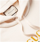 Gucci - Printed Loopback Cotton-Jersey Hoodie - Men - Cream