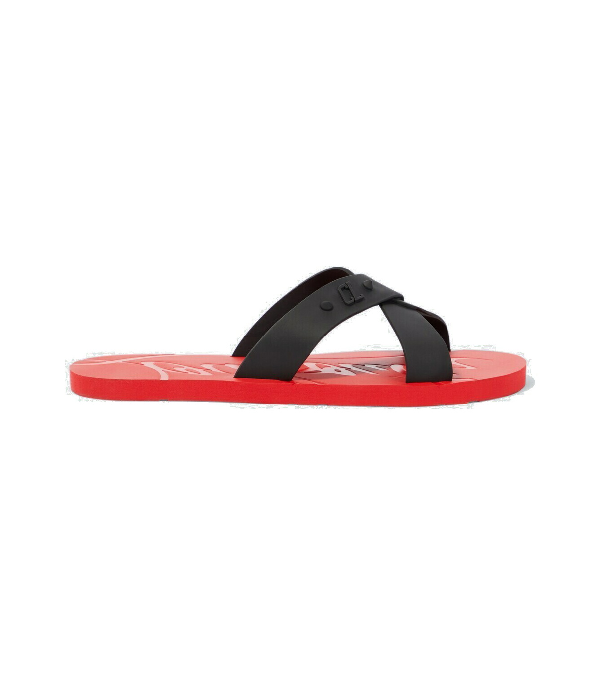 Christian Louboutin Navy Pool Slides in Red for Men