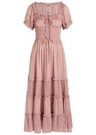 Free People Falling Sun Panelled Cotton Midi Dress Mauve