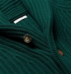 Anderson & Sheppard - Shawl-Collar Ribbed Cashmere Cardigan - Green