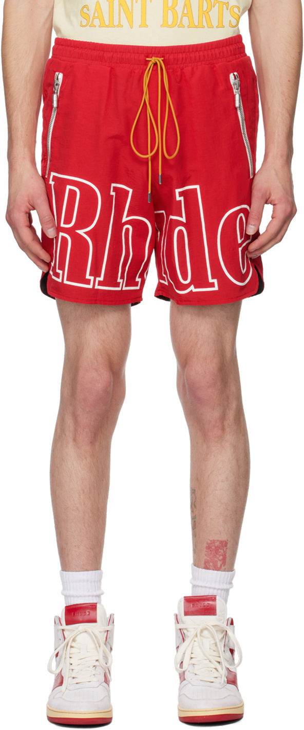 Rhude Red Logo Shorts Rhude