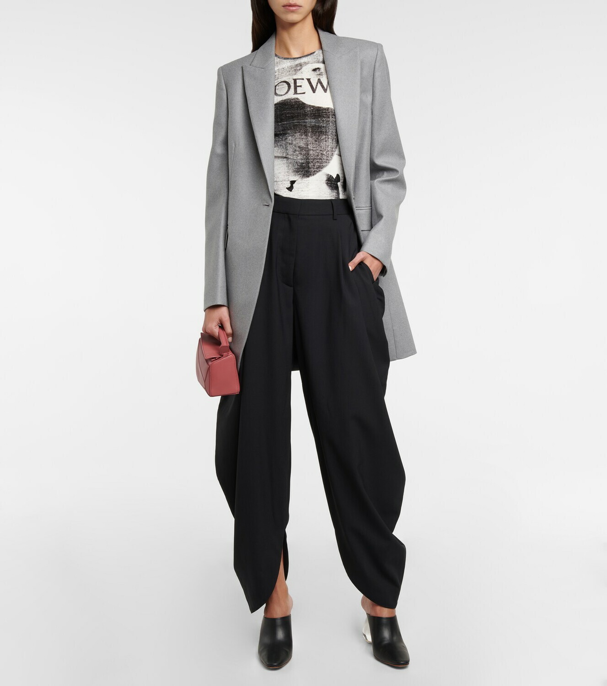 LOEWE High-rise wool wide-leg pants ワイドレッグ パンツ ロゴ Loewe High-rise draped wool pants Loewe